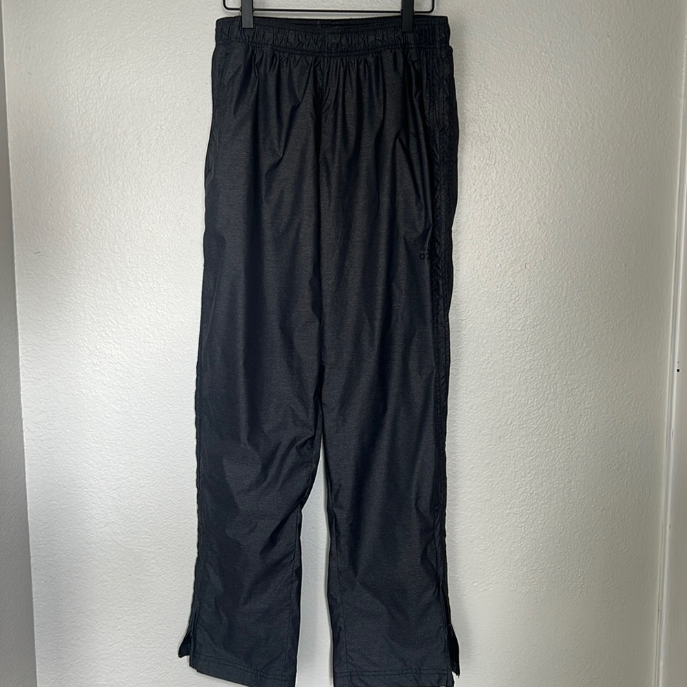 Adidas Men Nylon Gun metal Pants Zip open Bottoms SZ L